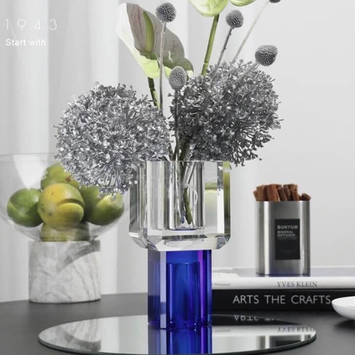 Crystal Glass Tabletop Vase Decorative 19 cm