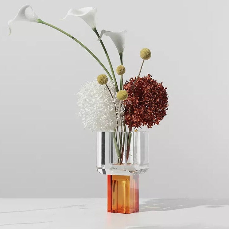 Crystal Glass Tabletop Vase Decorative 19 cm