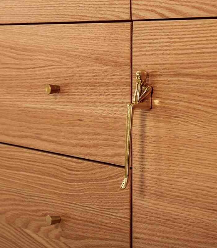 Solid Brass Cabinet Door Handle Thinking Man Shape 115mm