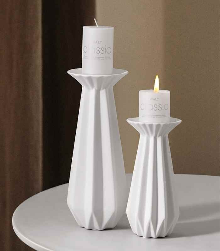Candel Holder Pillar Porcelain White