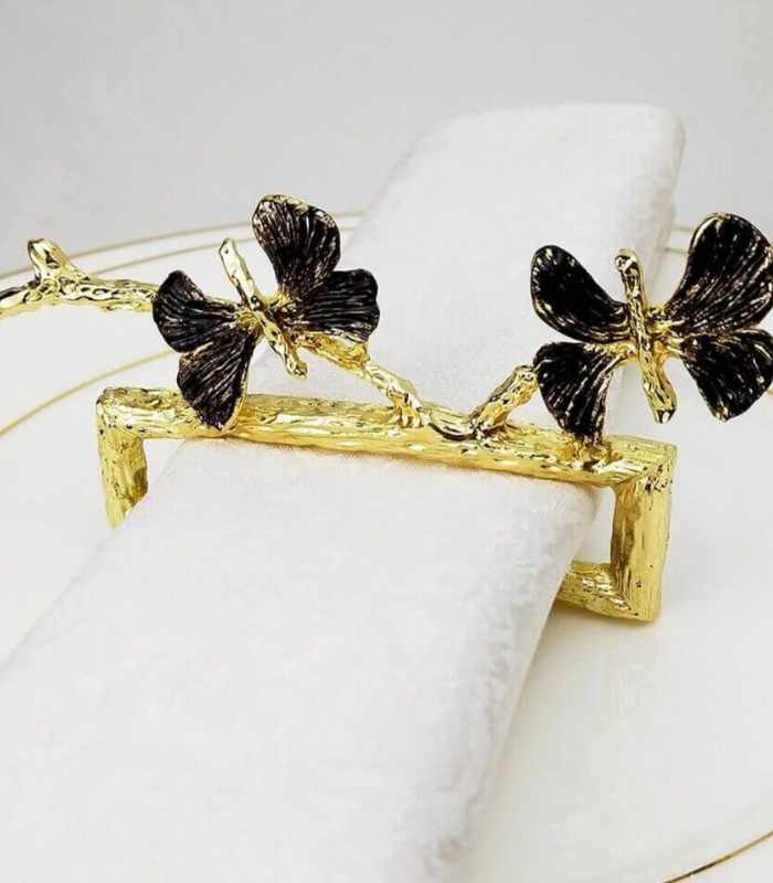 4 Pcs Set Napkin Rings Napkin Holder Butterfly 11.8 cm