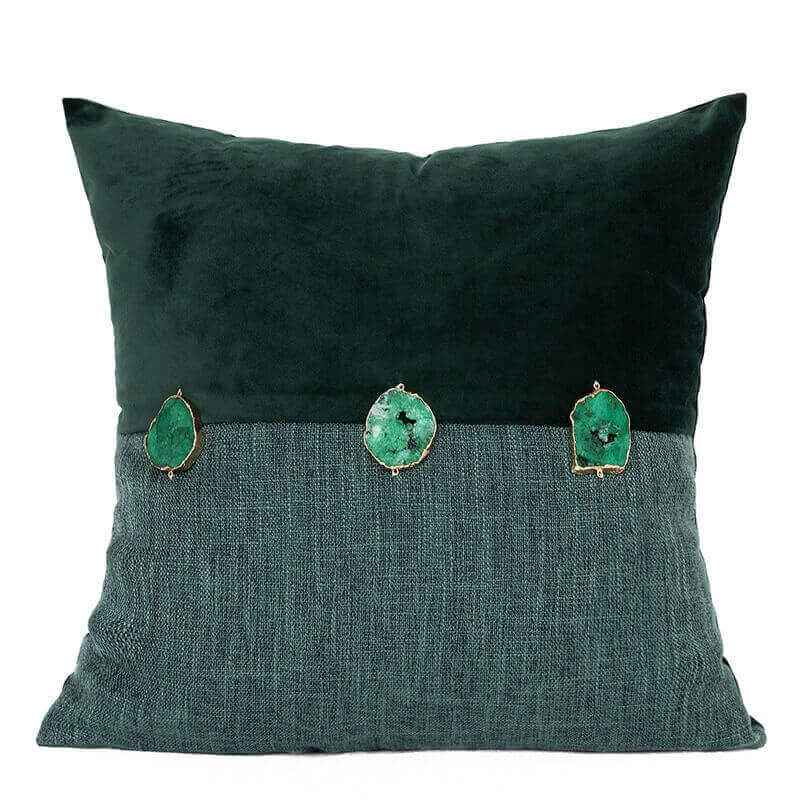 Green Agate Woven Cushion Cover Throw Pillow Cover Cotton & Velvet