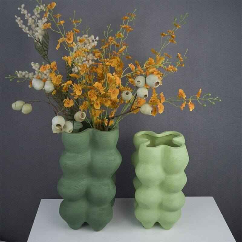 Table Vase Large Handcrafted Resin Light Green Tall Vase 32 cm