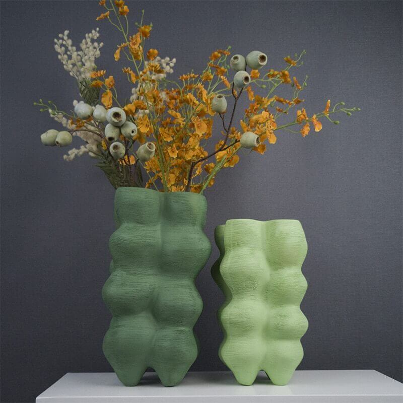Table Vase Large Handcrafted Resin Green Tall Vases