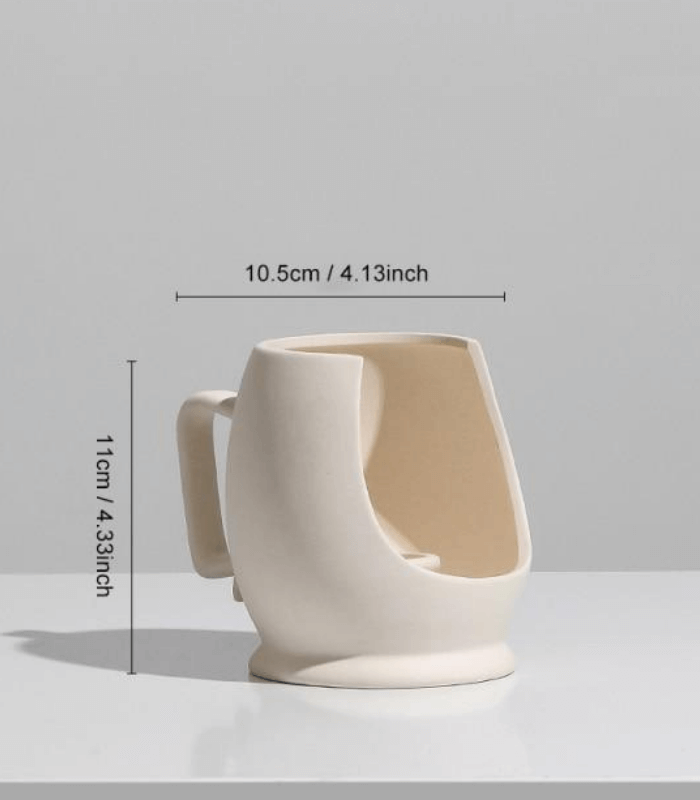 Contemporary Ceramic Candleholder Beige 11cm