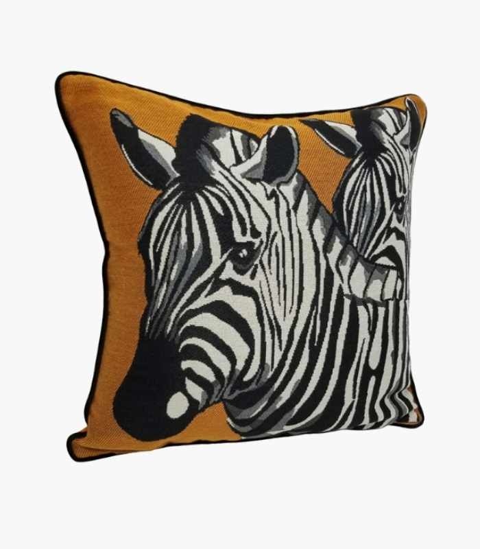 Zebra Woven Decorative Cushion Cover Orange 47x47 cm