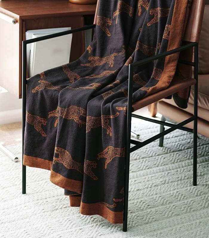 Leopard Print Blanket Throw Cotton Double-Sided 130 x 180 cm 1kg