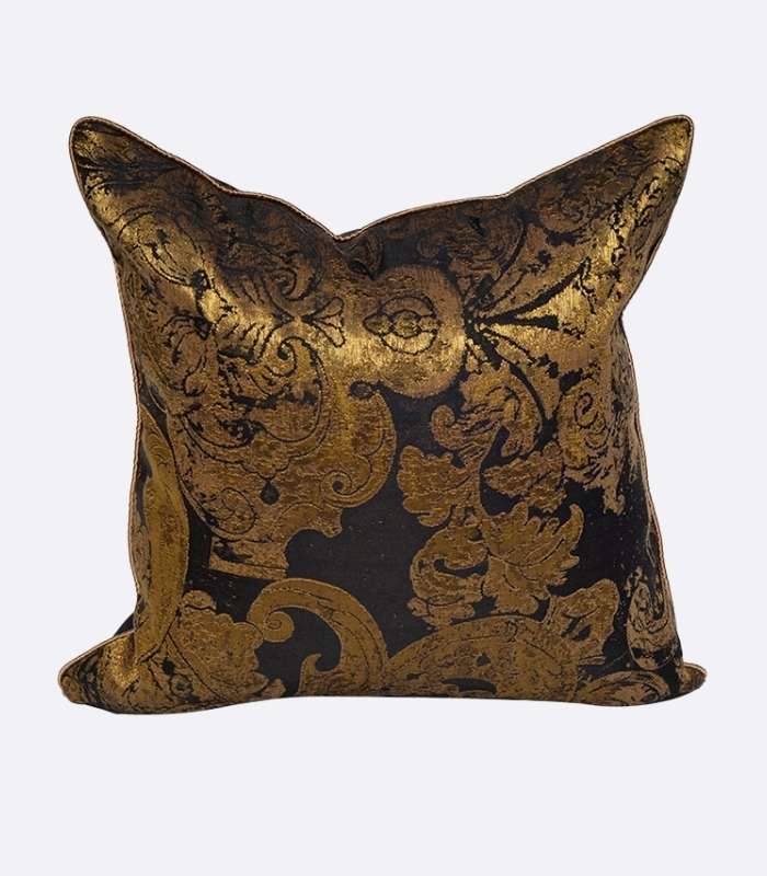 Cushion Cover Woven Gold Embroidery Black 45 cm