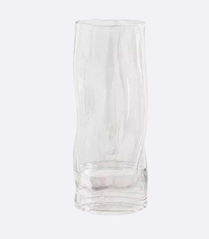 Tabletop Vase Transparent Crystal Glass with Swirls Cylindrical