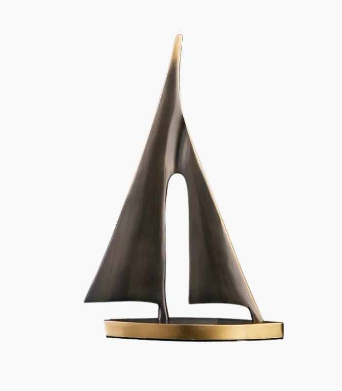 Sailboat Copper Sculpture Home Decoration Gold 20cm