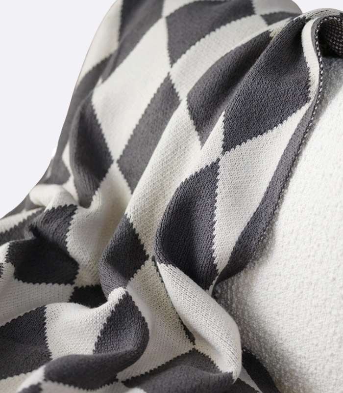 Retro Throw Blanket Geometric Knitted Cotton 1kg