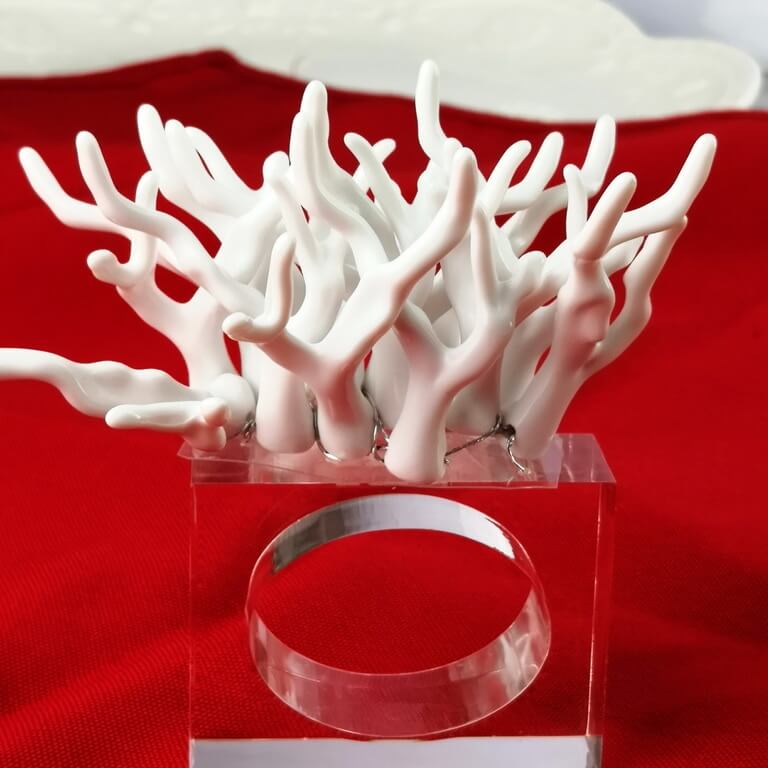 Set of 4 Acrylic Faux Coral Napkin Rings Napkin Holder 4