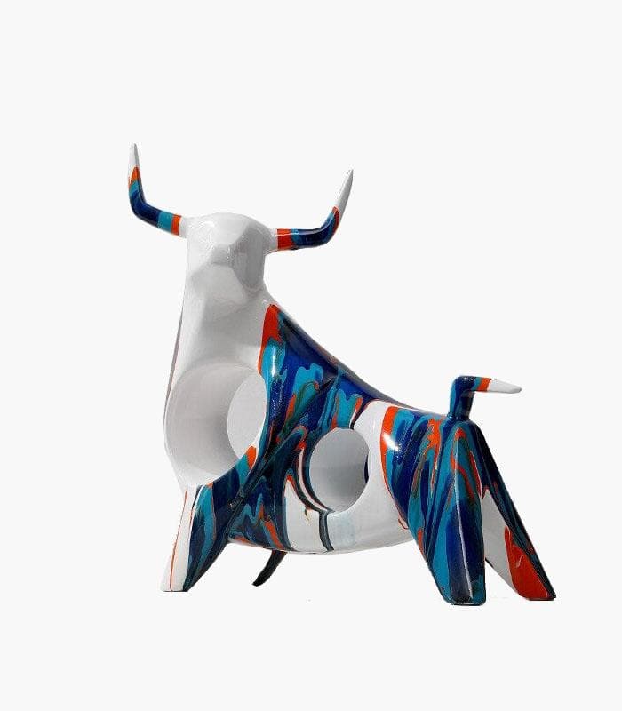 Bull Decorative Sculpture in Oil Paint Resin
